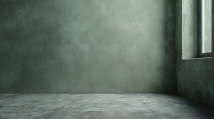 Serene Minimalist Background with Green Walls and Natural Light