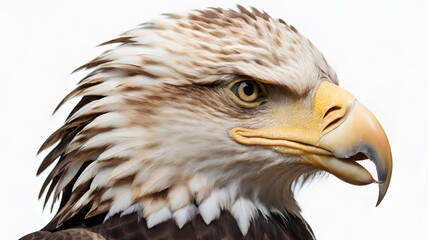 Obraz premium Majestic Eagle Portrait: A close-up, expressive portrait of a fierce eagle, its sharp eyes fixated, showcasing intricate feather details and regal presence. 