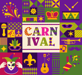 Mardi Gras Bold Festive Typography Art