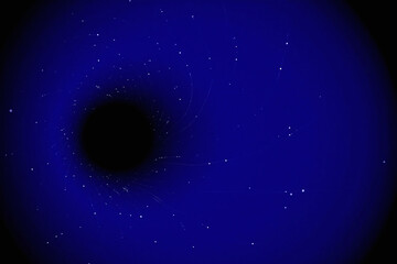 Abstract background with spiral or vortex of blue lines and black hole