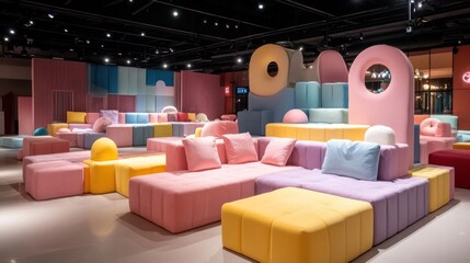 Colorful Modular Lounge Seating in Modern Interior Design