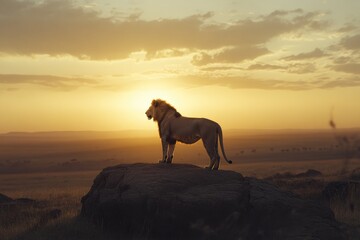 Lion on rock outcropping