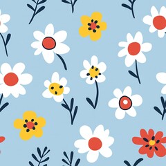 Seamless Pastel Floral Pattern  Spring Flowers Background