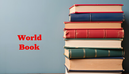 Classic stack of hardcover books for World Book Day, celebrating literacy