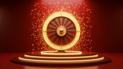 Title: A Mesmerizing Spinning Fortune Wheel with Glittering Lights

