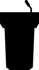 Podium of rostrum vector icon. Black vector icons, isolated on transparent background, solid pictogram Tribune elements, symbol for business meeting with microphone in glyph graphic designs styles.