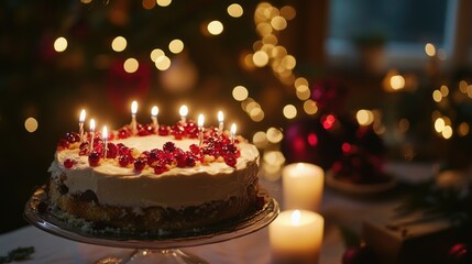 Cake with lit candles