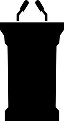 Podium of rostrum vector icon. Black vector icons, isolated on transparent background, solid pictogram Tribune elements, symbol for business meeting with microphone in glyph graphic designs styles.