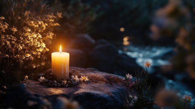 Candle on Rock