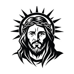 Fototapeta premium Jesus Christ crown of thorns vector head of a man