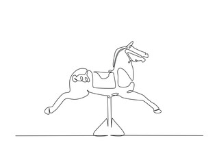 Carousel horse line art drawing vector illustration. Continuous line art drawing of horse toy. Editable stroke.