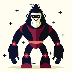 a Robot Gorilla in flat design for technology design element UX or UI
