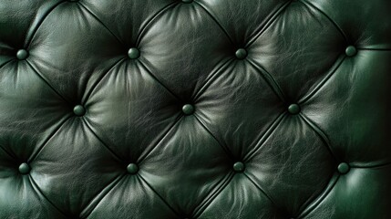 Fototapeta premium Green Leather Couch Close Up