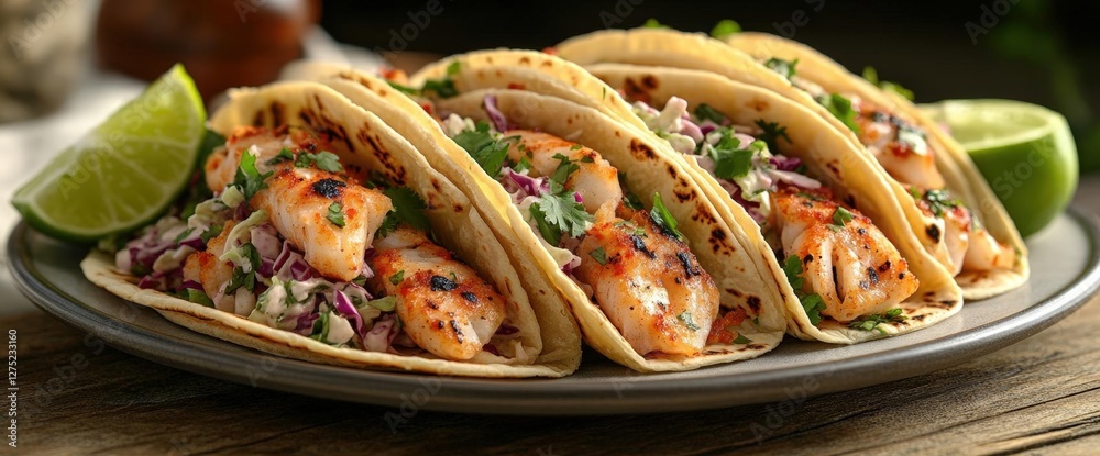 Sticker Grilled Fish Tacos with Lime and Red Cabbage