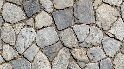 Fototapeta premium A high-resolution seamless gray cobblestone wall or road texture, designed with grungy stone patterns and natural variations.