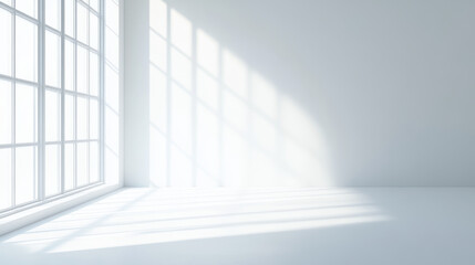 Obraz premium White room with a window and light shadow on the floor