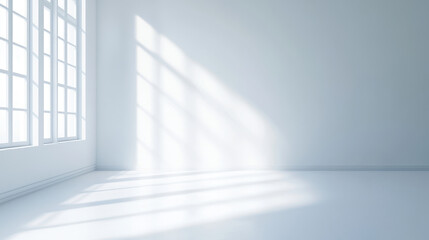 Obraz premium White room with a window and light shadow on the floor