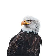 Obraz premium Bald Eagle Portrait, Focused Gaze, Against Black Background. Possible use Nature, Wildlife, American Symbol
