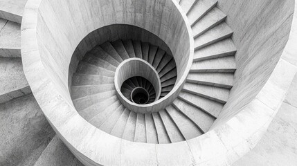 Fototapeta premium Elegant Spiral Staircase in Monochrome Architectural Design