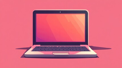 A Modern Laptop Featuring a Vibrant Pink Screen Displaying Digital Content in a Stylish Workspace Setting Surrounded by Minimalist Decor and Soft Ambient Lighting for Enhanced Focus