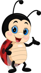 Cartoon funny little ladybug presenting
