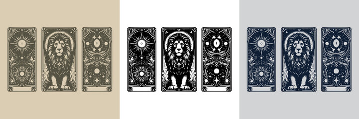 lion vector playing card tattoo design