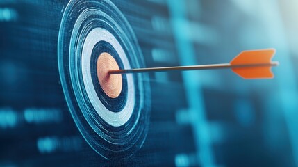 Glowing Target with an Arrow Hitting the Center Symbolizing Clarity and Purpose in a Close-Up Shot with Gigapixel Quality