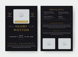 Funeral  Template for Memorial Program. Minimalist Bifold Brochure Design Layout.