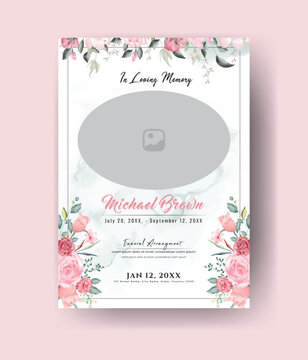 Funeral  Template for Memorial Program. Minimalist Bifold Brochure Design Layout.