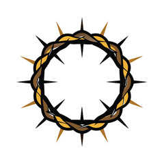 sun in circle Jesus Christ crown of thorns vector