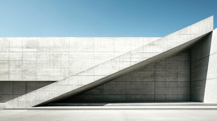 Obraz premium Geometric Concrete Architecture Under a Bright Sky
