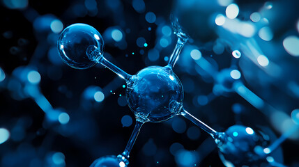 Molecular Model: Central Sphere with Four Attached Spheres in Deep Blue