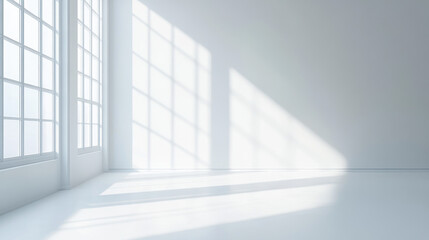 Obraz premium White room with a window and light shadow on the floor