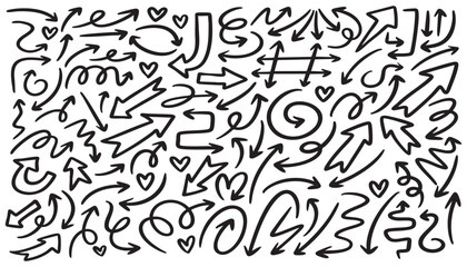 Set of hand drawn arrow vector