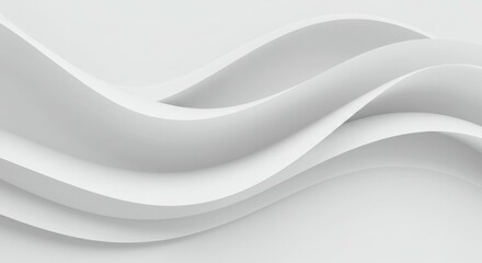 Obraz premium abstract white waves, minimalist sculpture, smooth curves, monochromatic, textured surface, elegant simplicity, flowing lines, organic forms, soft shadows, clean design, architectural element, undulat