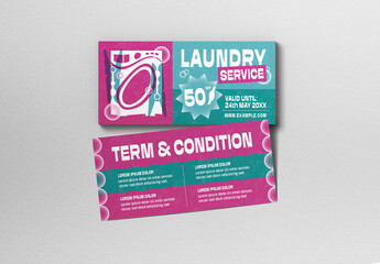 Pink Quirky Laundry Service Voucher Layout