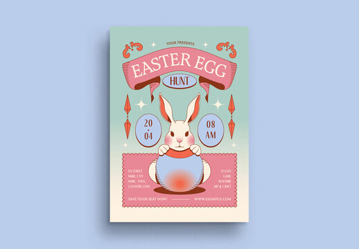 Pink Vintage Aesthetic Easter Egg Hunt Flyer Layout
