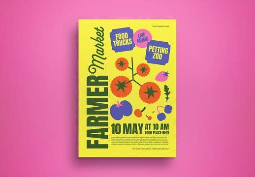 Yellow Quirky Illustration Farmer Market Flyer Layout