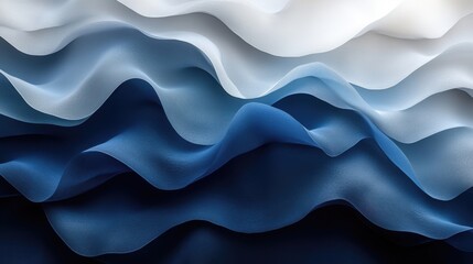 Abstract Blue and White Fabric Waves