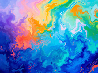 Colorful Artistic Swirls of Flowing Acrylic Paint Textures Creates an Abstract Modern Background
