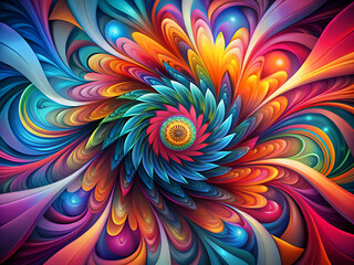 Fototapeta premium Abstract Psychedelic Swirling Art. Colorful Digital Pattern