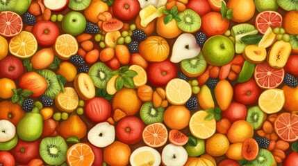Colorful fruit mix background, healthy eating concept