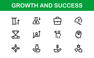 Success and Growth Icon Collection. Premium Icons for Personal Development, Growth, and Goal Achievement