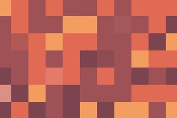 Square pixelated pattern in maroon and orange with a bold and striking geometric layout. Abstract background concept