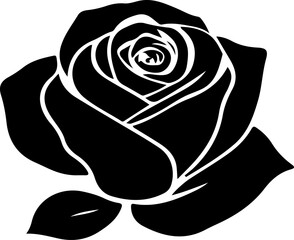 "Rose Silhouette Art – Minimalist Floral Design in Black and White for Elegant Decor, Illustrations, and Graphic Projects"