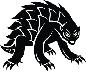 Cute and stylish pangolin Isolated silhouette vector illustration, Cute pangolin line art vector icon design