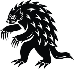 Cute and stylish pangolin Isolated silhouette vector illustration, Cute pangolin line art vector icon design