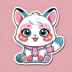white and pink cat cartoon