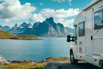 Scenic RV Camping by a Mountain Lake