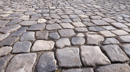 A high-resolution seamless gray cobblestone wall or road texture, designed with grungy stone patterns and natural variations.